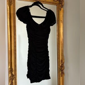 Black Ruched Mini Dress
